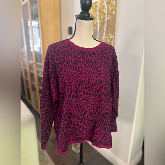 Apt 9. - neon fuchsia leopard cozy sweater - Picture 1 of 10